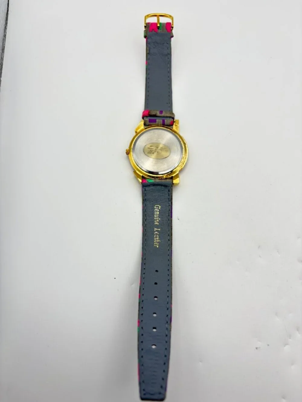 Vintage Black Woman Pop Art Quartz Watch Purple Gold Tone Memphis Style Leather